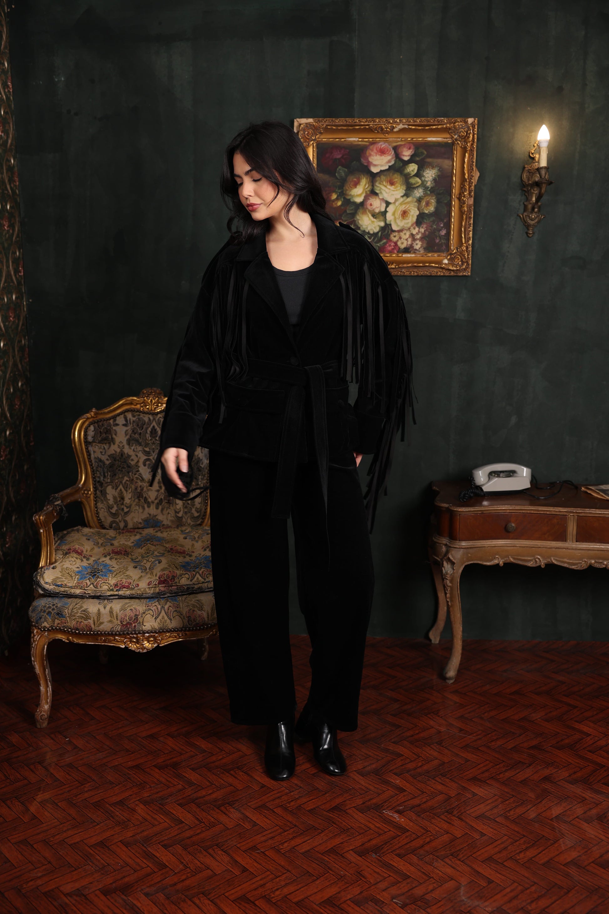 black Ravelle Fringe Set